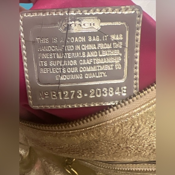 Coach Poppy Metallic Gold with Pink Lining - Picture 4 of 13